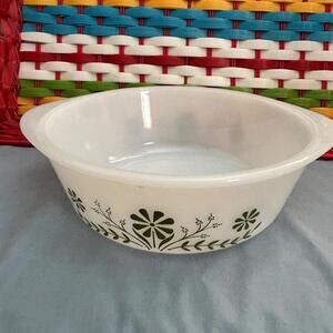 Vintage Glasbake Green Daisy Casserole‎ Dish J2600 1.5Qt